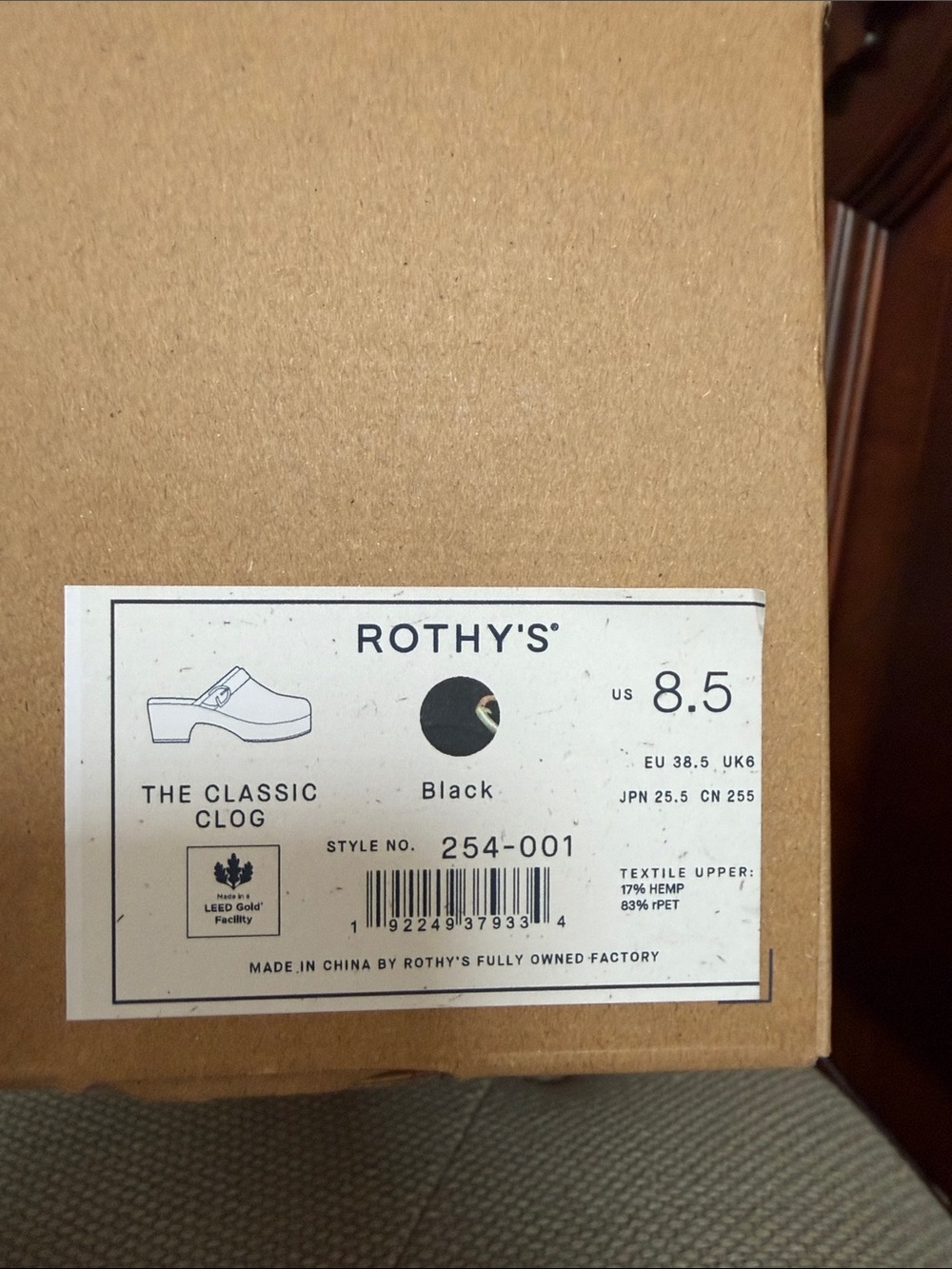 Rothy's Black Platform Clog with Gold Heart Buckle - Picture 4 of 4